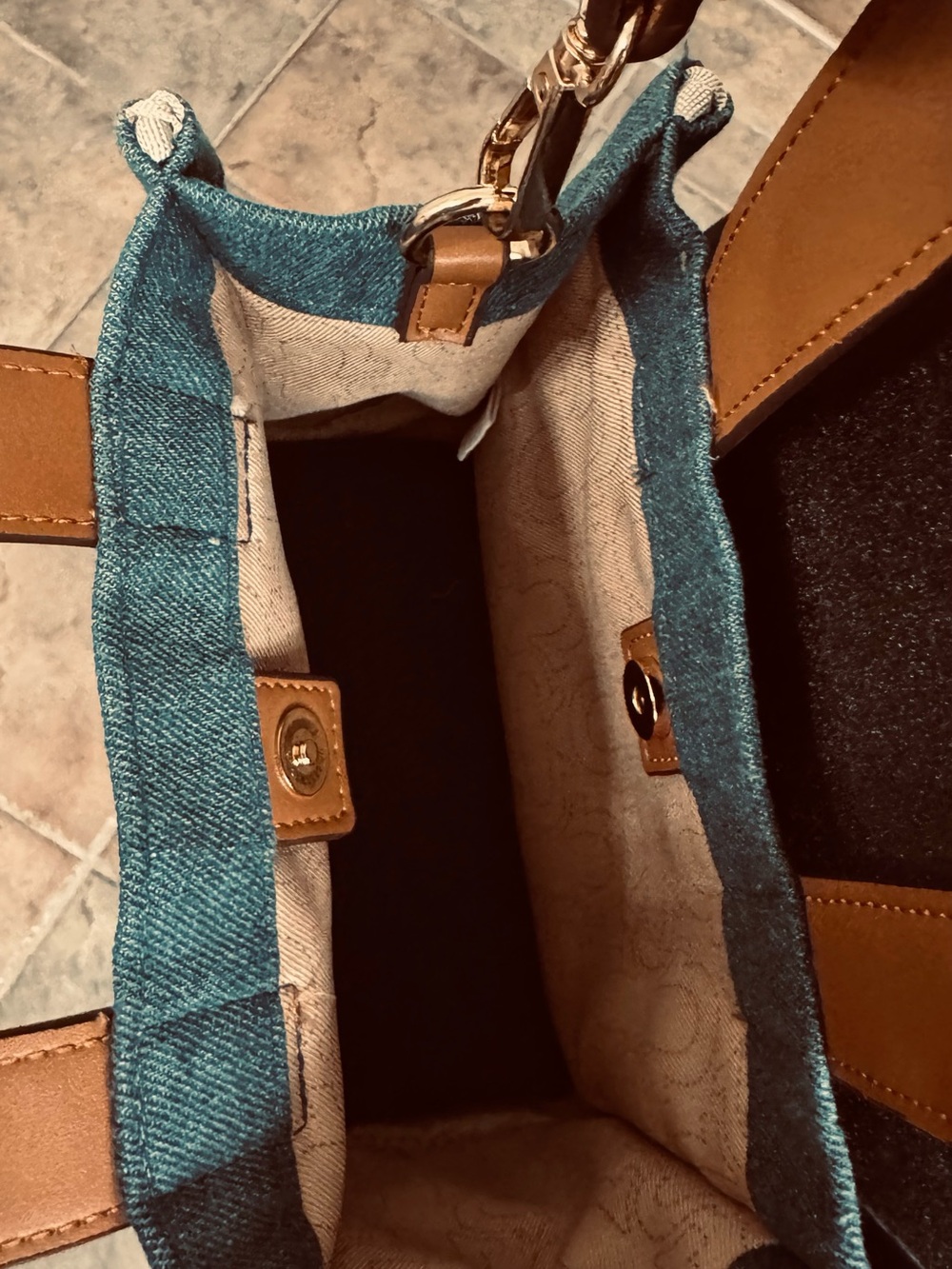True Religion Denim Mini Tote with Brown Leather Handles - Picture 6 of 6
